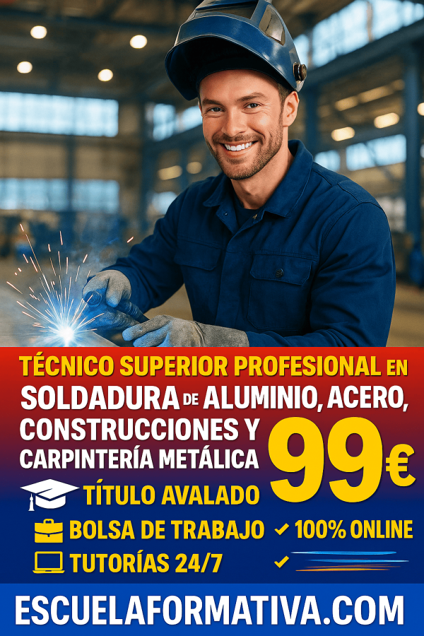 TÉCNICO SUPERIOR PROFESIONAL EN SOLDADURA DE ALUMINIO, ACERO, CONSTRUCCIONES Y CARPINTERIA METALICA