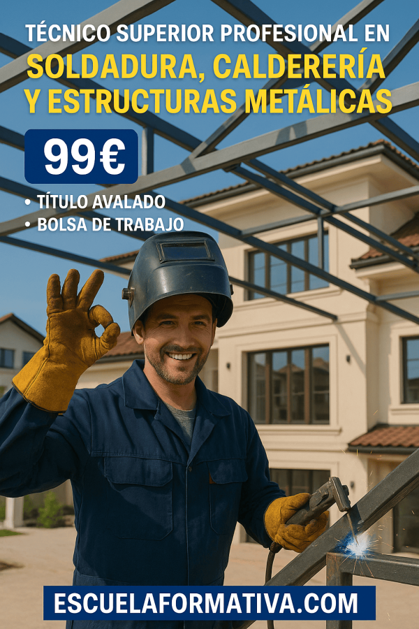 TÉCNICO SUPERIOR PROFESIONAL EN SOLDADURA, CALDERERÍA Y ESTRUCTURAS METÁLICAS (CON PRL)