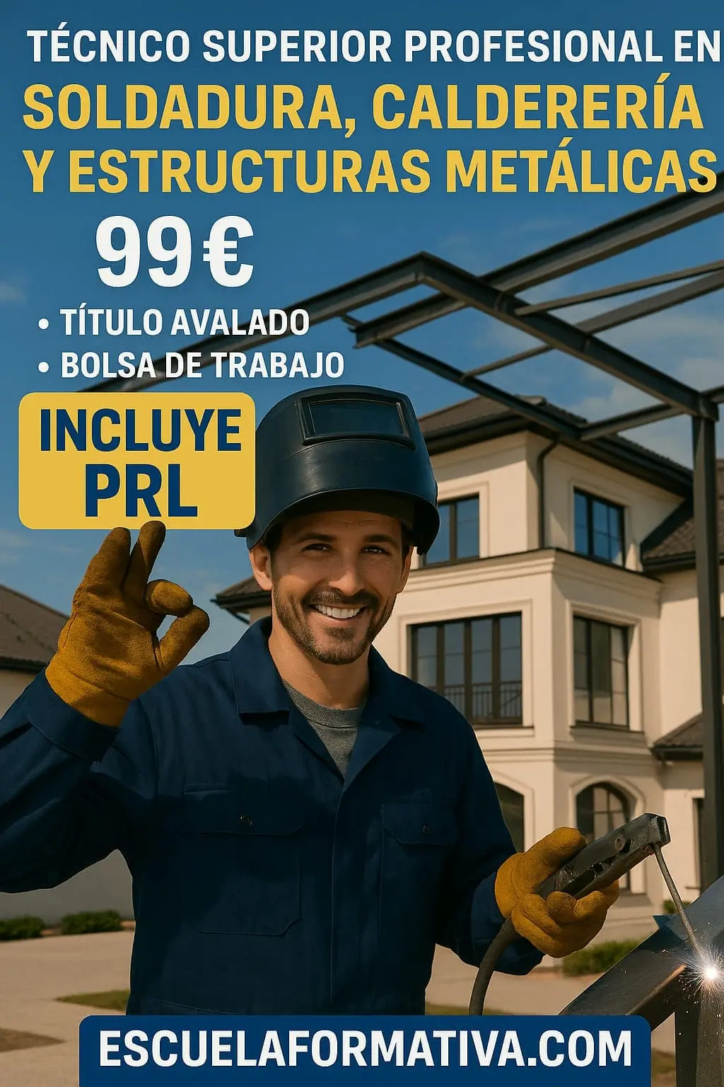 TÉCNICO SUPERIOR PROFESIONAL EN SOLDADURA, CALDERERÍA Y ESTRUCTURAS METÁLICAS (CON PRL)