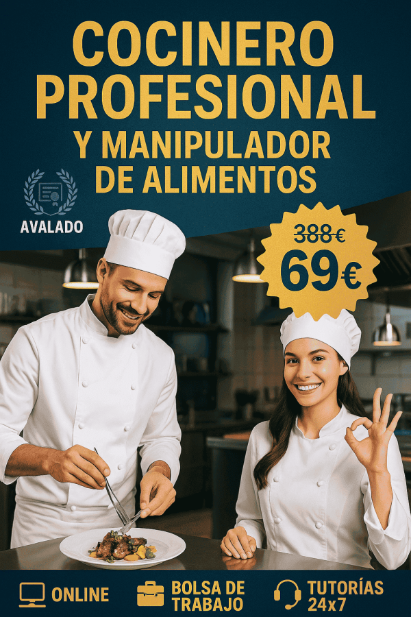 COCINERO PROFESIONAL Y MANIPULADOR DE ALIMENTOS