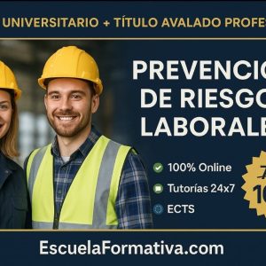 DOBLE TITULACIÓN ~ UNIVERSITARIA + PROFESIONAL: PREVENCIÓN DE RIESGOS LABORALES (10 ECTS) + TÉCNICO SUPERIOR PROFESIONAL EN PREVENCIÓN DE RIESGOS LABORALES Y GESTIÓN DE SEGURIDAD