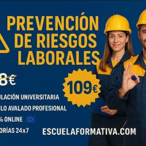 DOBLE TITULACIÓN ~ UNIVERSITARIA + PROFESIONAL: PREVENCIÓN DE RIESGOS LABORALES (10 ECTS) + TÉCNICO SUPERIOR PROFESIONAL EN PREVENCIÓN DE RIESGOS LABORALES Y GESTIÓN DE SEGURIDAD