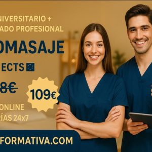 DOBLE TITULACIÓN ~ UNIVERSITARIA + PROFESIONAL: QUIROMASAJE DEPORTIVO, TERAPÉUTICO Y REHABILITADOR (10 ECTS🇪🇺) + TÉCNICO SUPERIOR PROFESIONAL EN QUIROMASAJE DEPORTIVO, TERAPÉUTICO Y REHABILITADOR