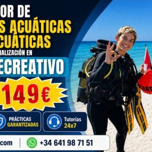 MONITOR DE ACTIVIDADES ACUATICAS y SUBACUATICAS CON ESPECIALIZACION EN BUCEO RECREATIVO. DOBLE TITULACIÓN: UNIVERSITARIA (9 ECTS) + PROFESIONAL