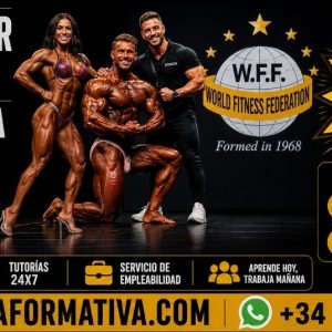 ENTRENADOR PERSONAL, NUTRICIONISTA DEPORTIVO Y COACH FITNESS. DOBLE TITULACIÓN: FEDERATIVA (HOMOLOGADA WFF)+ TÍTULO AVALADO PROFESIONAL