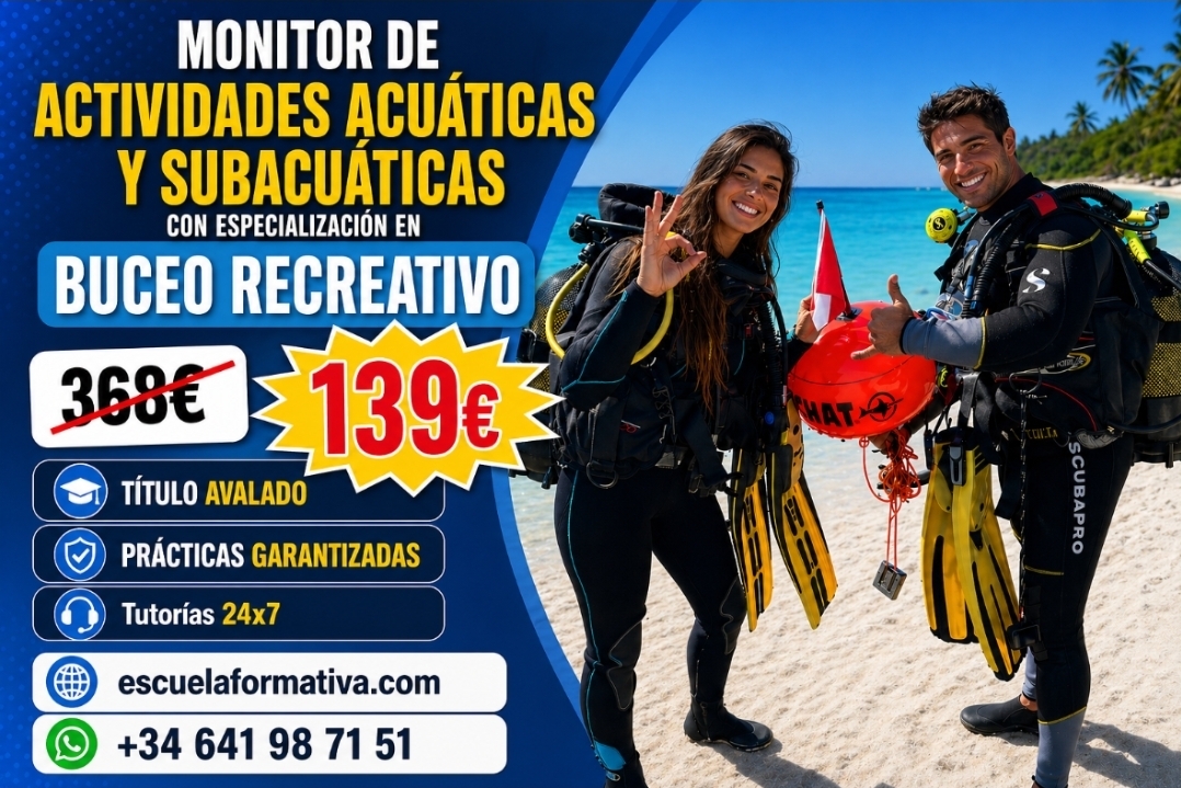MONITOR DE ACTIVIDADES ACUATICAS y SUBACUATICAS CON ESPECIALIZACION EN BUCEO RECREATIVO
