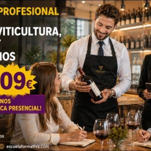 SOMMELIER PROFESIONAL Y ESPECIALISTA EN ENOLOGÍA, VITICULTURA, MARIDAJE Y CATA DE VINOS (INCLUYE FORMACIÓN PRÁCTICA PRESENCIAL Y CATA DE VINOS)