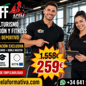 CURSO UNIVERSITARIO DE ESPECIALIZACIÓN EN COACHING DEPORTIVO AVANZADO (15 ECTS) + DOBLE MÁSTER EN FISICOCULTURISMO, MUSCULACIÓN Y FITNESS (TRIPLE TITULACIÓN)