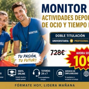 DOBLE TITULACIÓN ~ UNIVERSITARIA + PROFESIONAL: ACTIVIDADES DEPORTIVAS, DE OCIO Y TIEMPO LIBRE (8 ECTS) + TÉCNICO PROFESIONAL EN ACTIVIDADES DEPORTIVAS, DE OCIO Y TIEMPO LIBRE