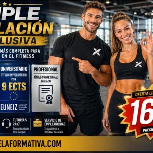 ENTRENADOR PERSONAL, NUTRICIONISTA DEPORTIVO Y COACH FITNESS FEDERADO, UNIVERSITARIO Y PROFESIONAL ~ TRIPLE TITULACIÓN CON 9 ECTS