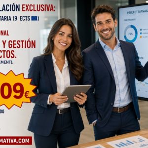 DOBLE TITULACIÓN ~ UNIVERSITARIA + PROFESIONAL: DIRECCIÓN Y GESTIÓN DE PROYECTOS (9 ECTS) + TÉCNICO SUPERIOR PROFESIONAL EN DIRECCIÓN Y GESTIÓN DE PROYECTOS