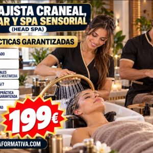 MASAJISTA CRANEAL, CAPILAR Y SPA SENSORIAL (HEAD SPA) CON PRÁCTICAS GARANTIZADAS