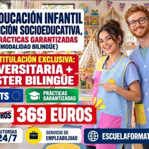 EDUCACIÓN INFANTIL Y ATENCIÓN SOCIOEDUCATIVA BILINGÜE CON PRÁCTICAS GARANTIZADAS – DOBLE TITULACIÓN: UNIVERSITARIA (18 ECTS) + MÁSTER